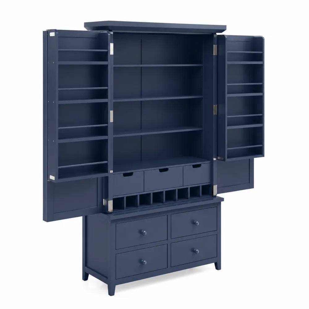 Credenza in Legno con Ripiani e Cassetti Regolabili, Blu