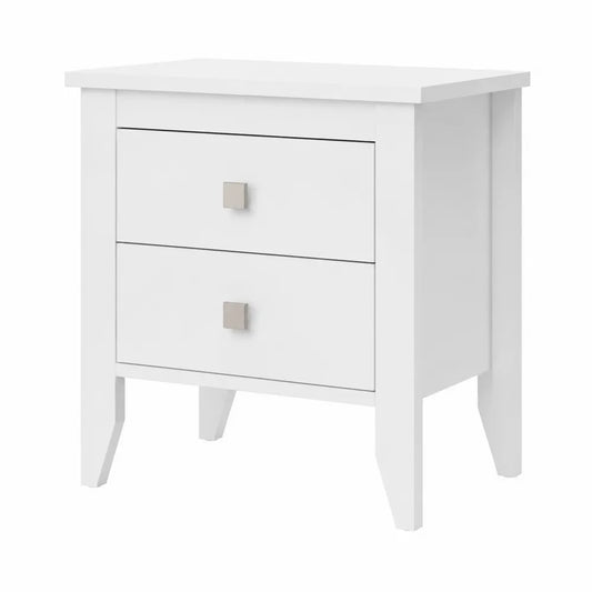 Comodino bianco con 2 cassetti in MDF