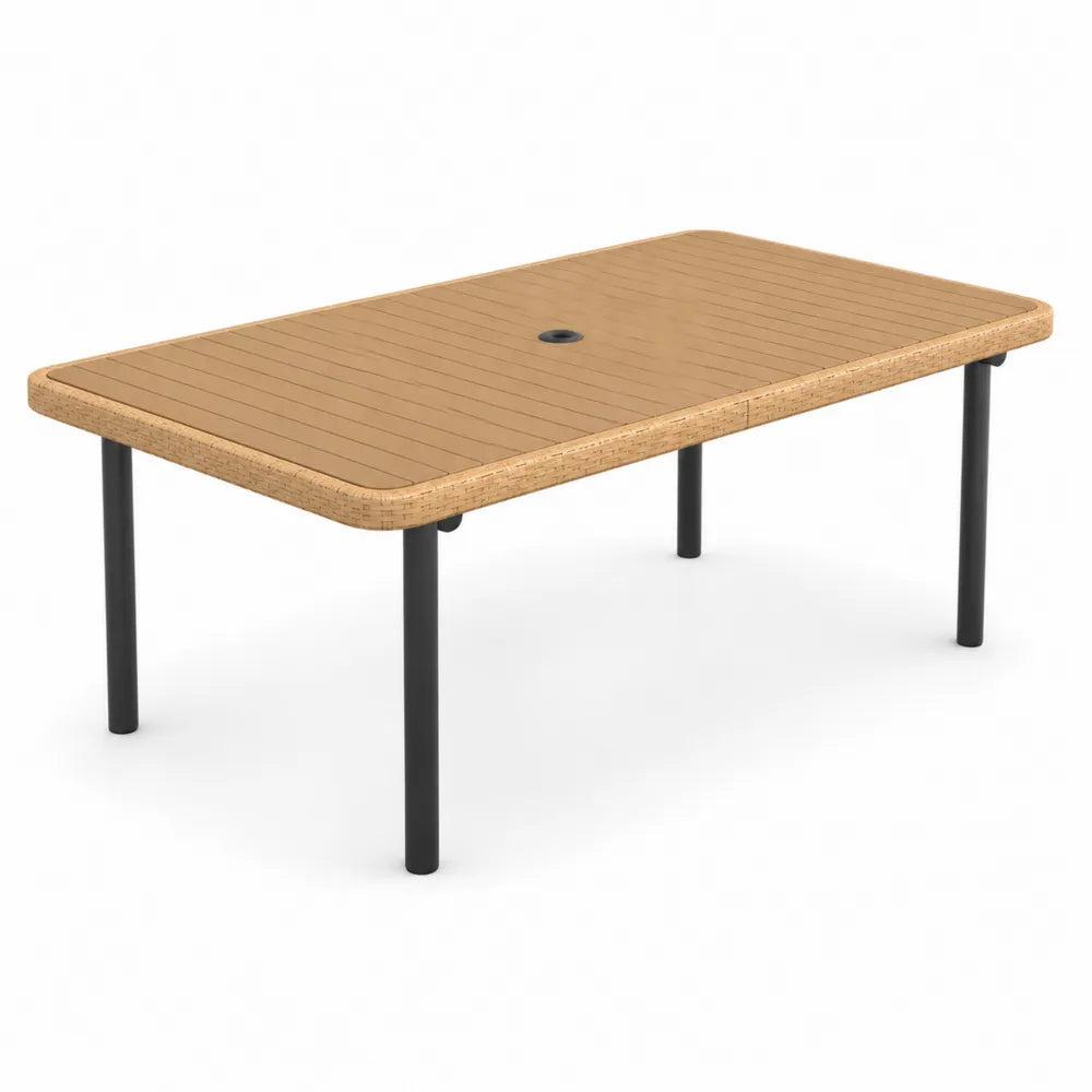 Tavolo da pranzo rettangolare in legno composito e metallo