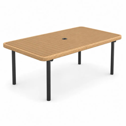 Tavolo da pranzo rettangolare in legno composito e metallo