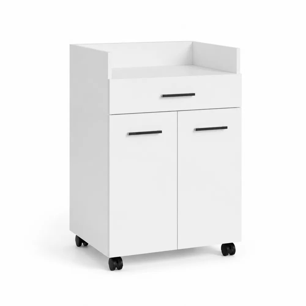 Credenza con Rotelle in Legno MDF Bianco 80x50x36cm
