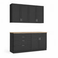 Set Armadio e Buffet Nero in MDF e Quercia con 4 Ante e 4 Cassetti