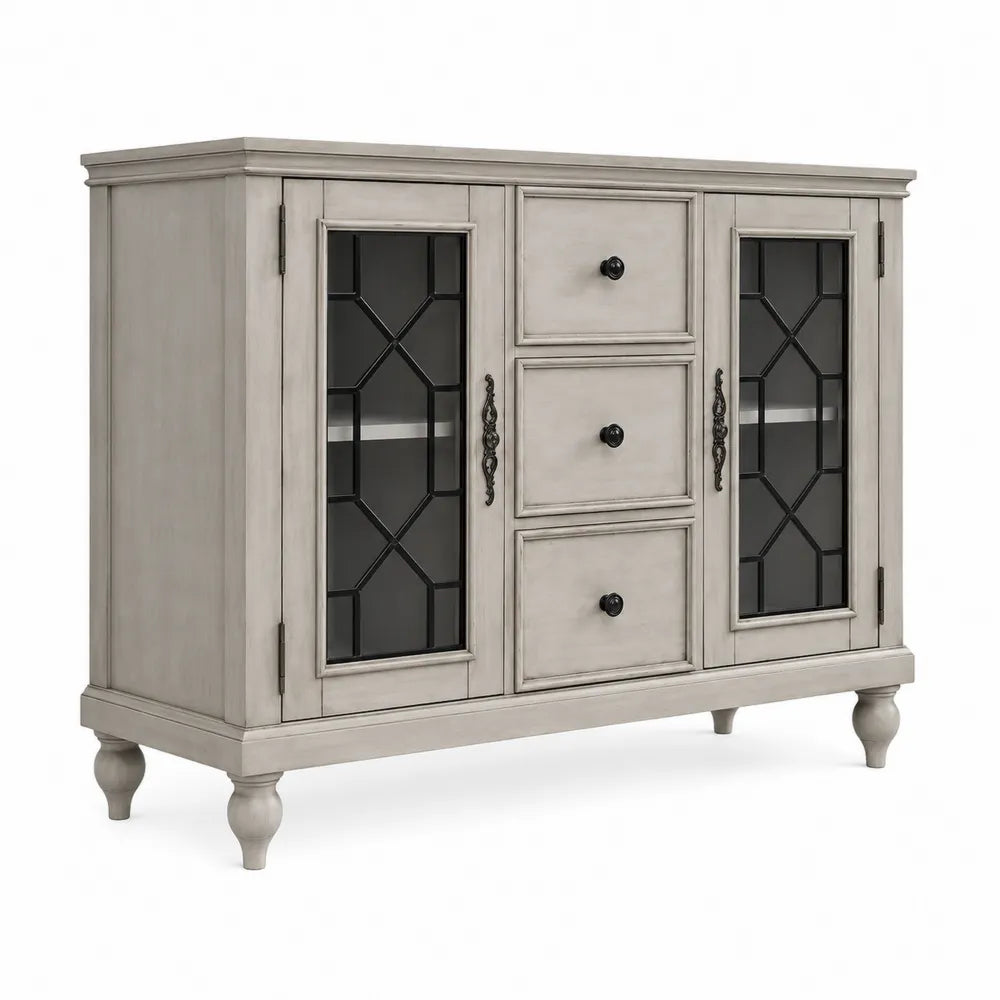 Credenza in Legno e Vetro Temperato Grigio