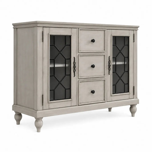 Credenza in Legno e Vetro Temperato Grigio