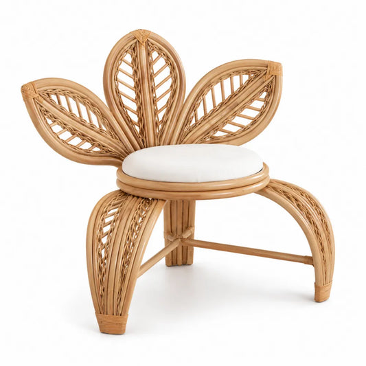 Sedia in Rattan Naturale con Seduta in Cotone
