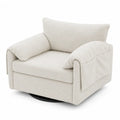 Poltrona girevole in tessuto boucl¨¦ crema